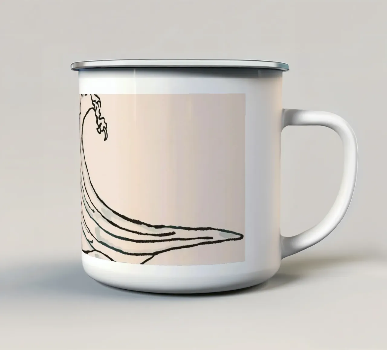 Impresionante ilustración de una poderosa ola oceánica rizándose taza de esmalte de DesignDoodle