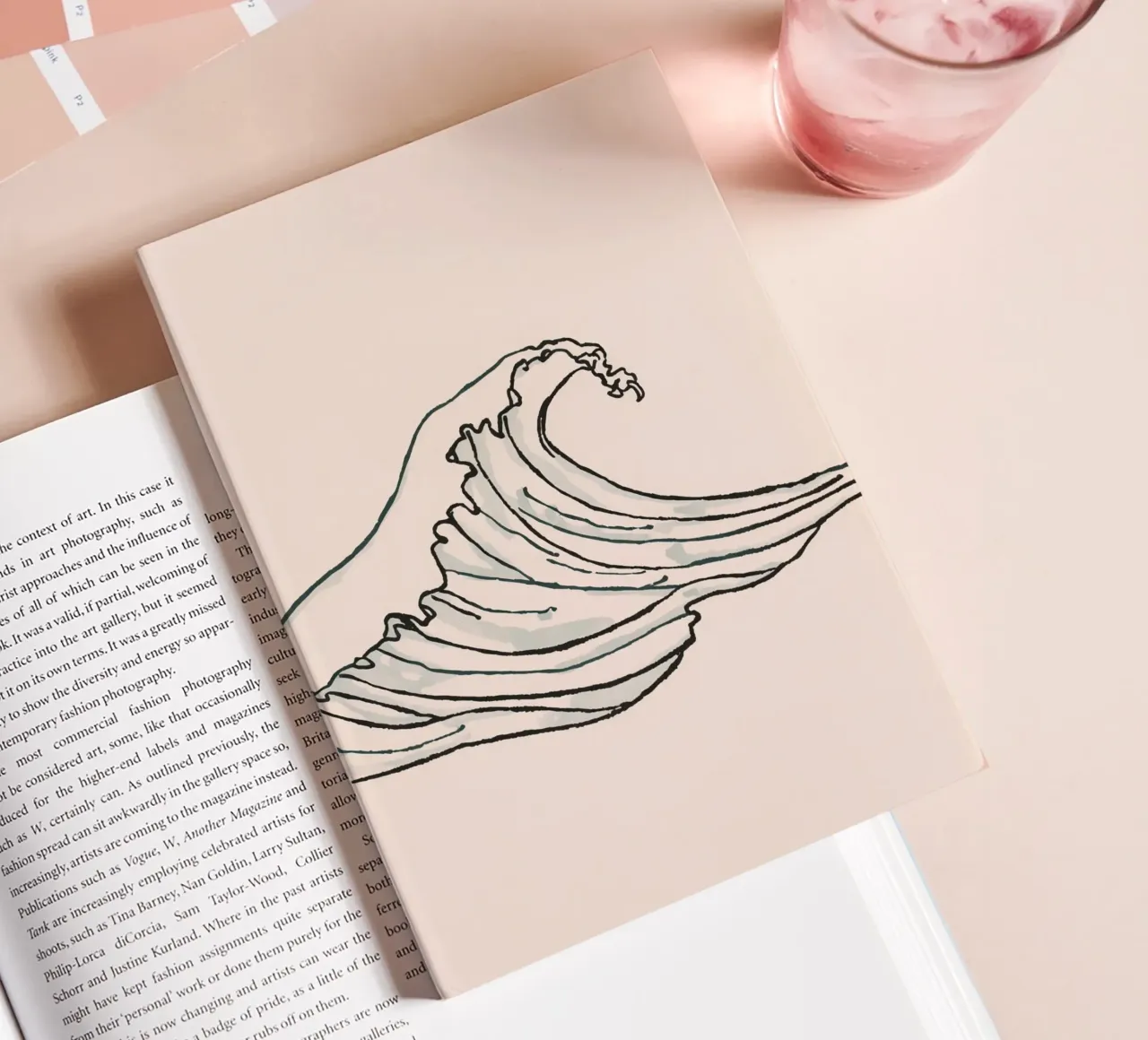 Stunning illustration of a powerful ocean wave curling notebook by DesignDoodle