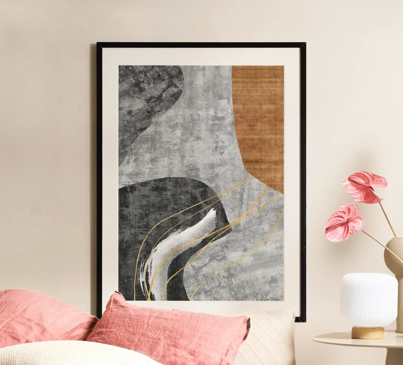 organic abstract shapes poster con telaio in alluminio da vintageshop