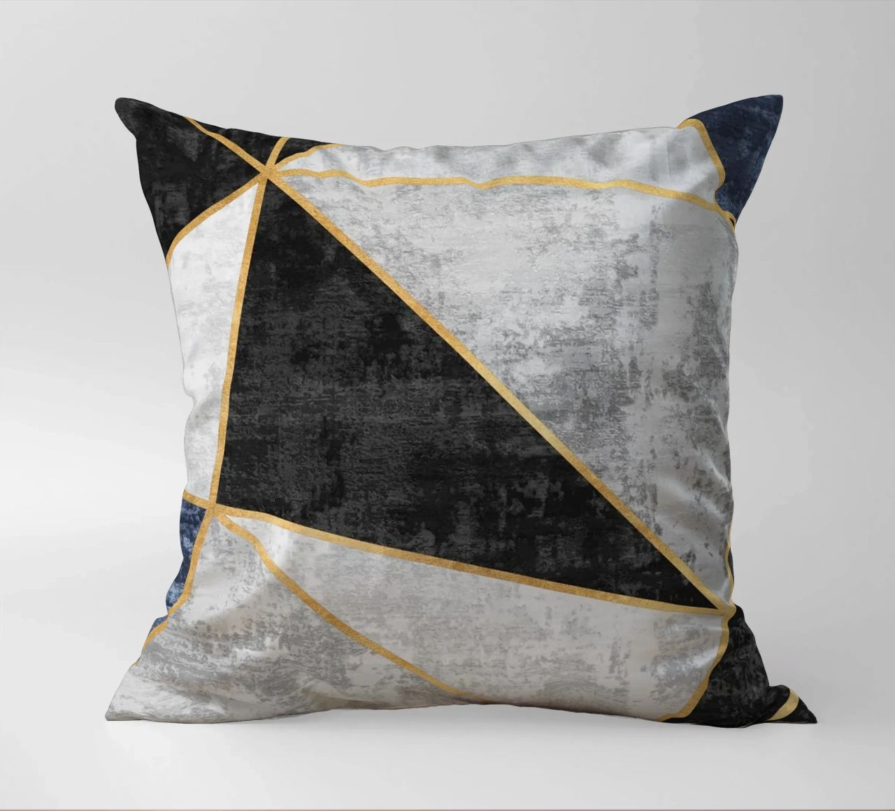 abstract triangles with golden lines cuscino da vintageshop