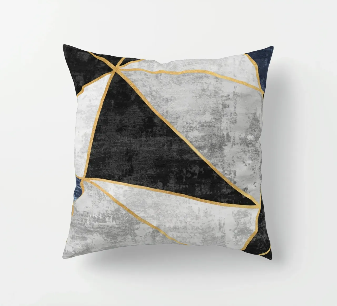 abstract triangles with golden lines cuscino da vintageshop