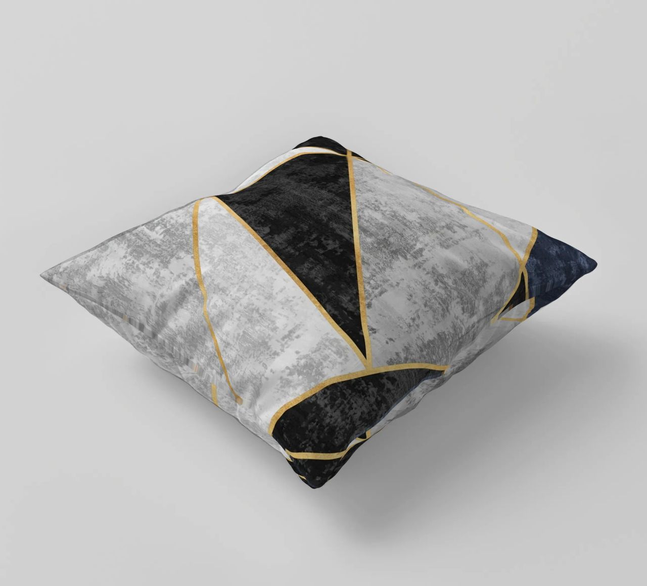 abstract triangles with golden lines cuscino da vintageshop