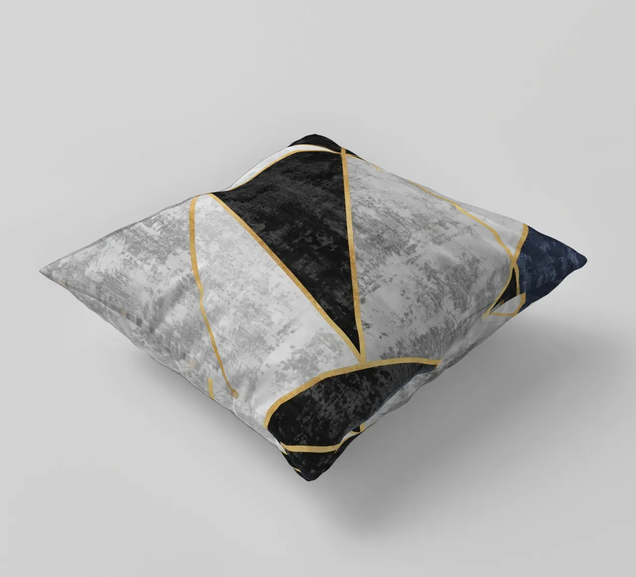abstract triangles with golden lines cuscino da vintageshop