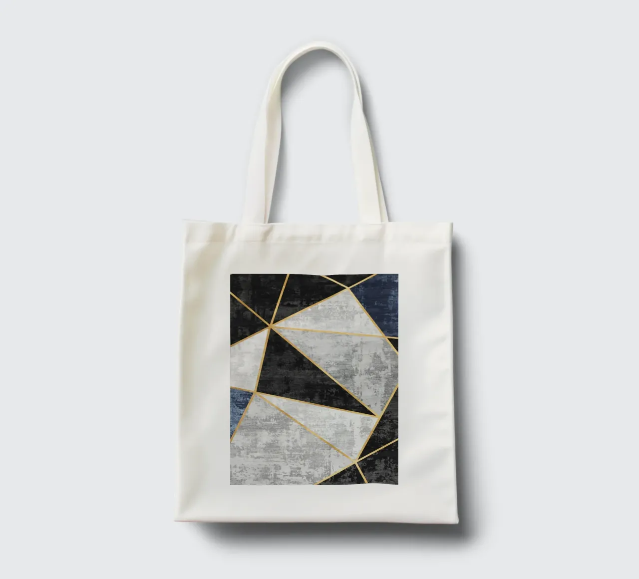 abstract triangles with golden lines borsa in juta da vintageshop