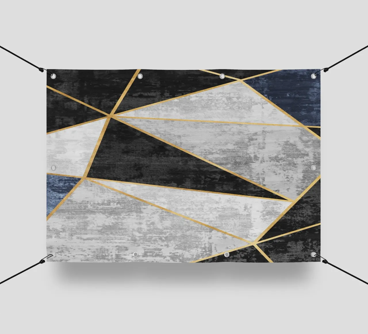 abstract triangles with golden lines telo in pvc da vintageshop
