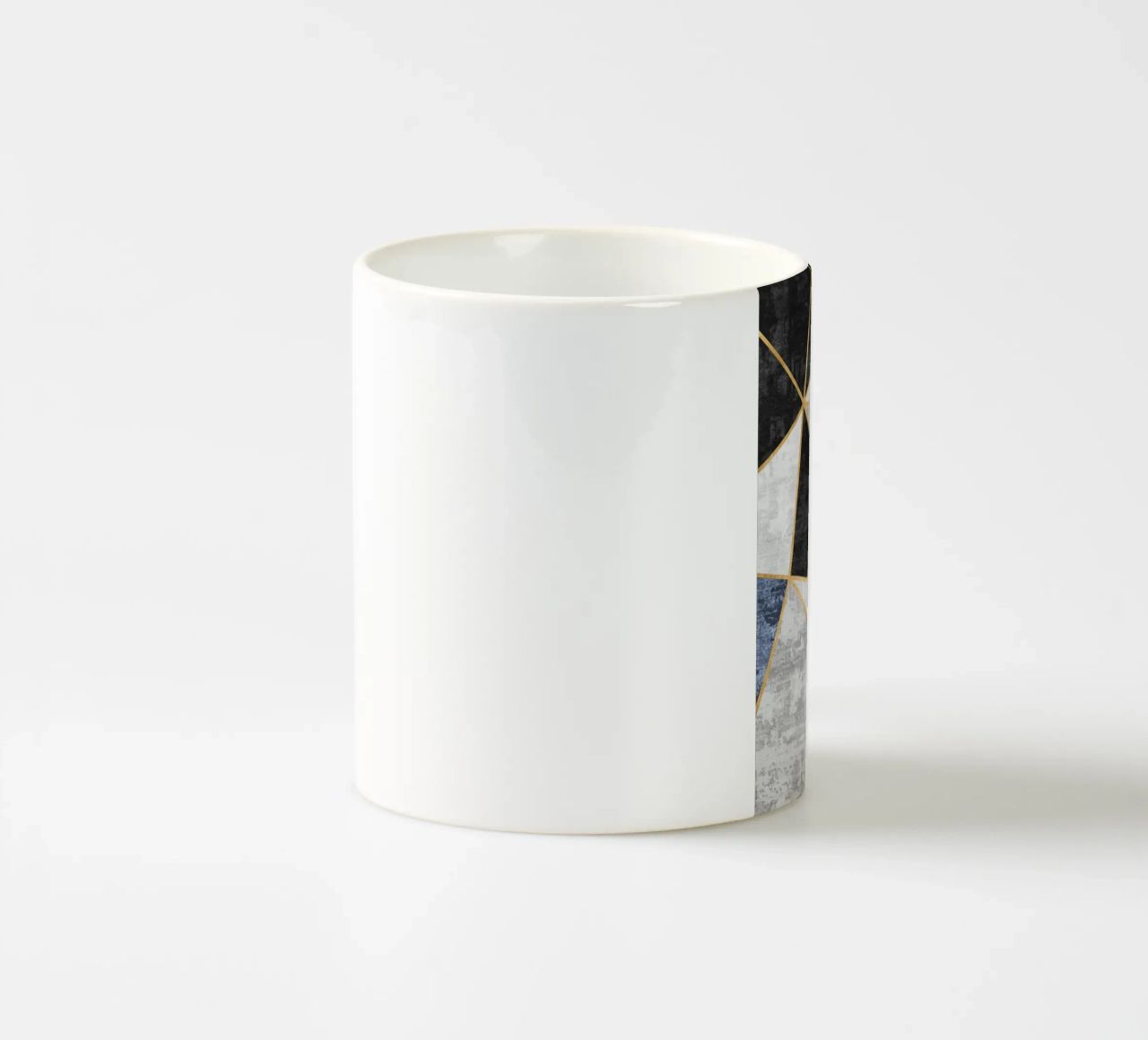 abstract triangles with golden lines tazza in ceramica da vintageshop
