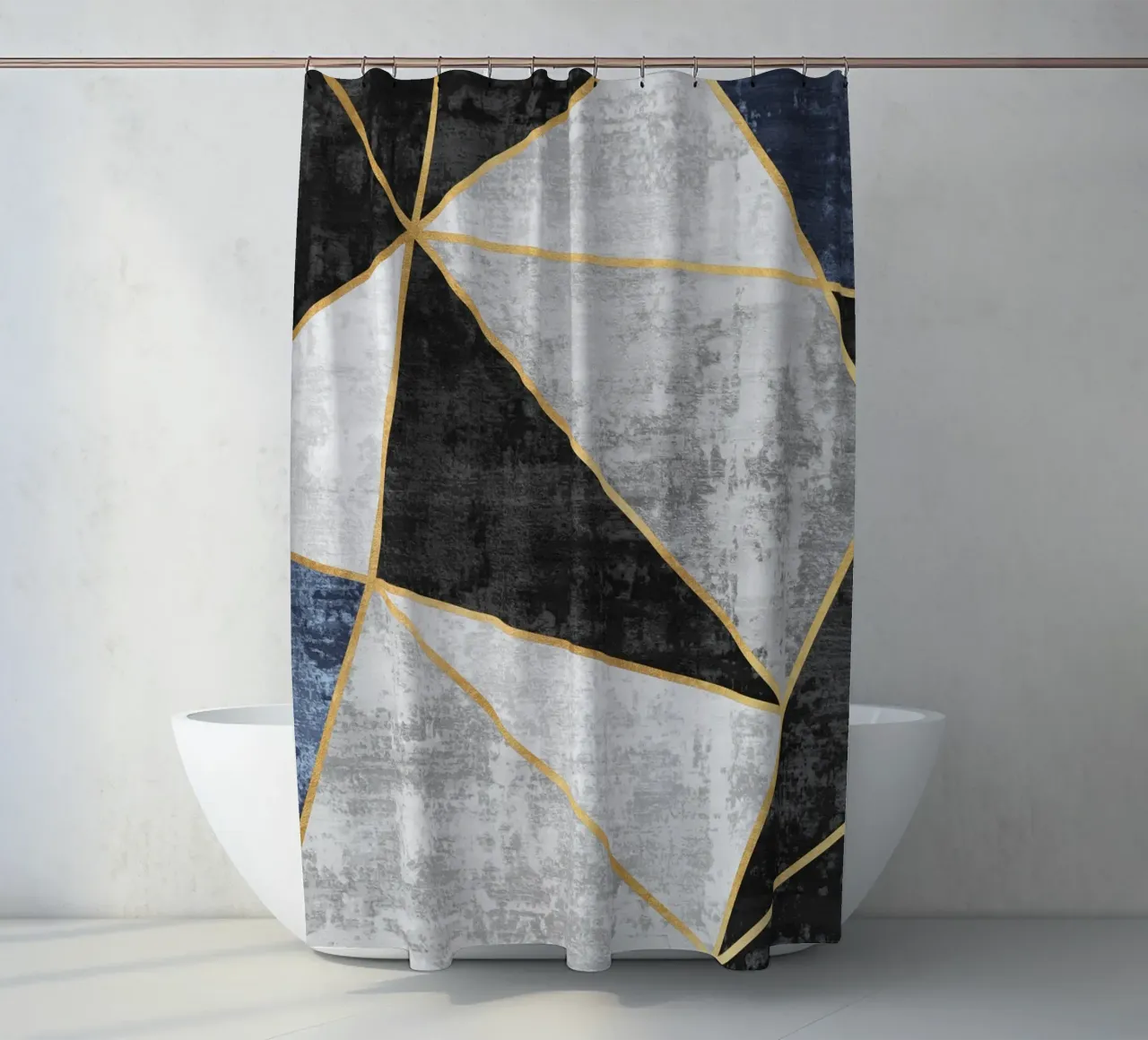 abstract triangles with golden lines tenda da doccia da vintageshop