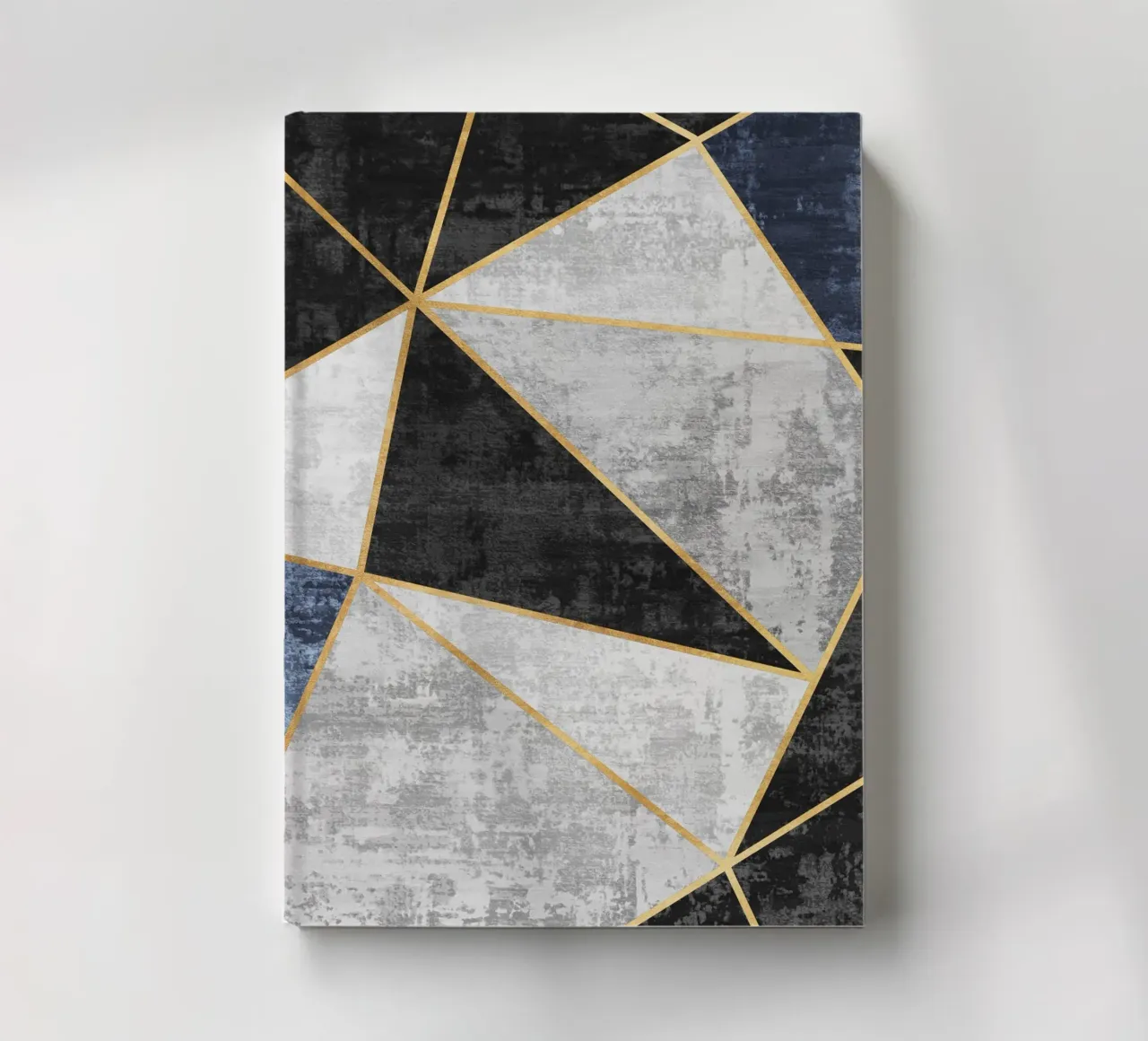 abstract triangles with golden lines notebook by vintageshop