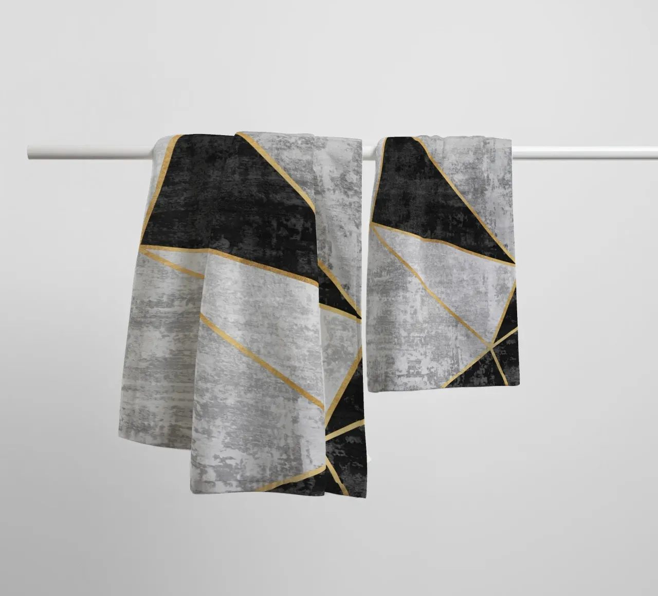 abstract triangles with golden lines towel by vintageshop