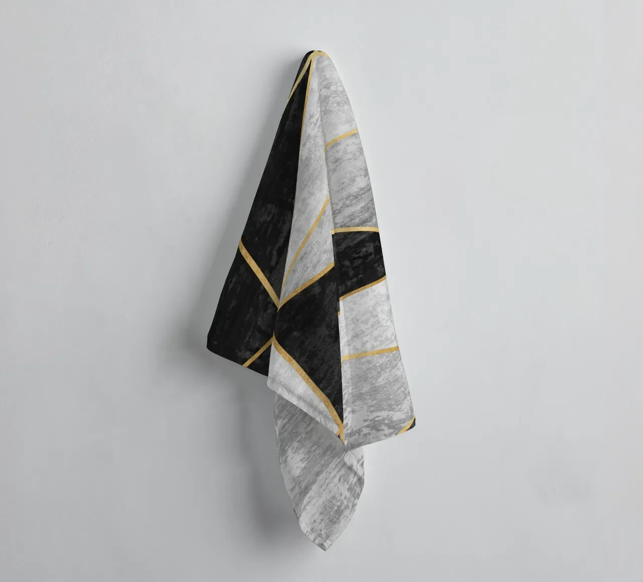 abstract triangles with golden lines towel by vintageshop