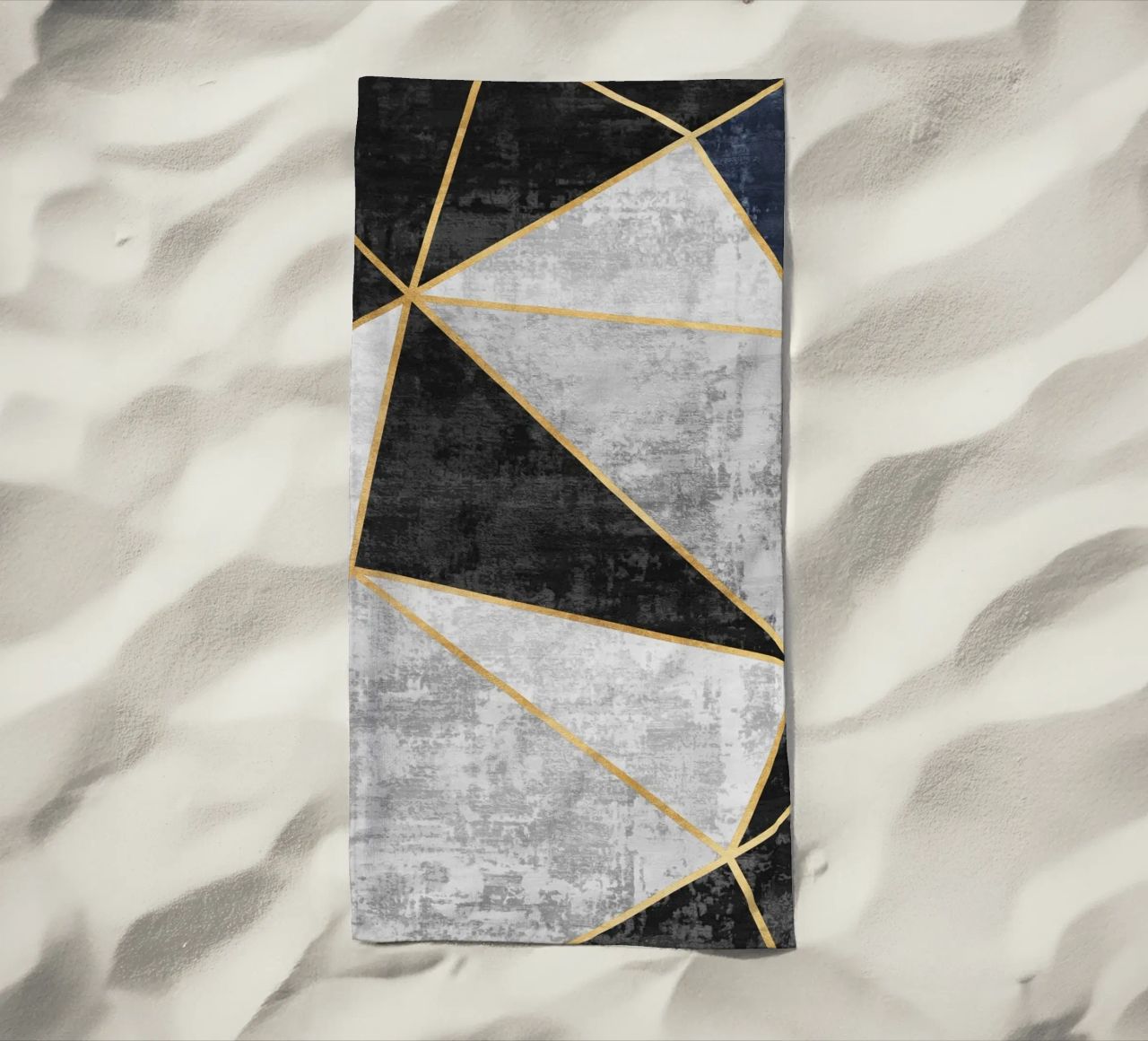 abstract triangles with golden lines telo mare da vintageshop