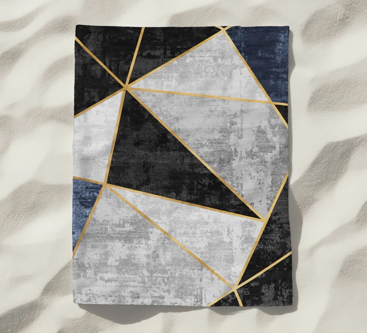 abstract triangles with golden lines telo mare da vintageshop