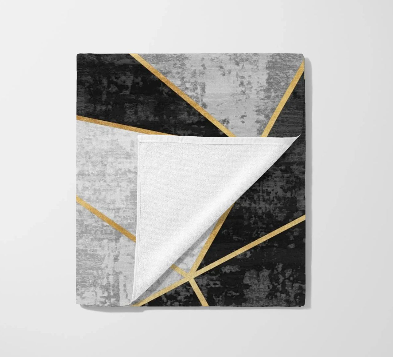 abstract triangles with golden lines telo mare da vintageshop