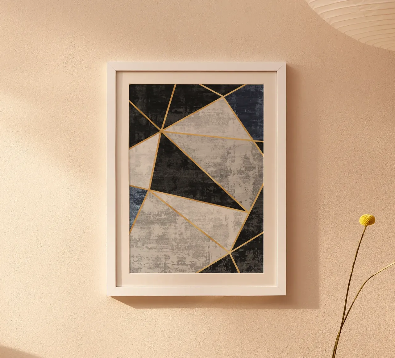 abstract triangles with golden lines poster da vintageshop