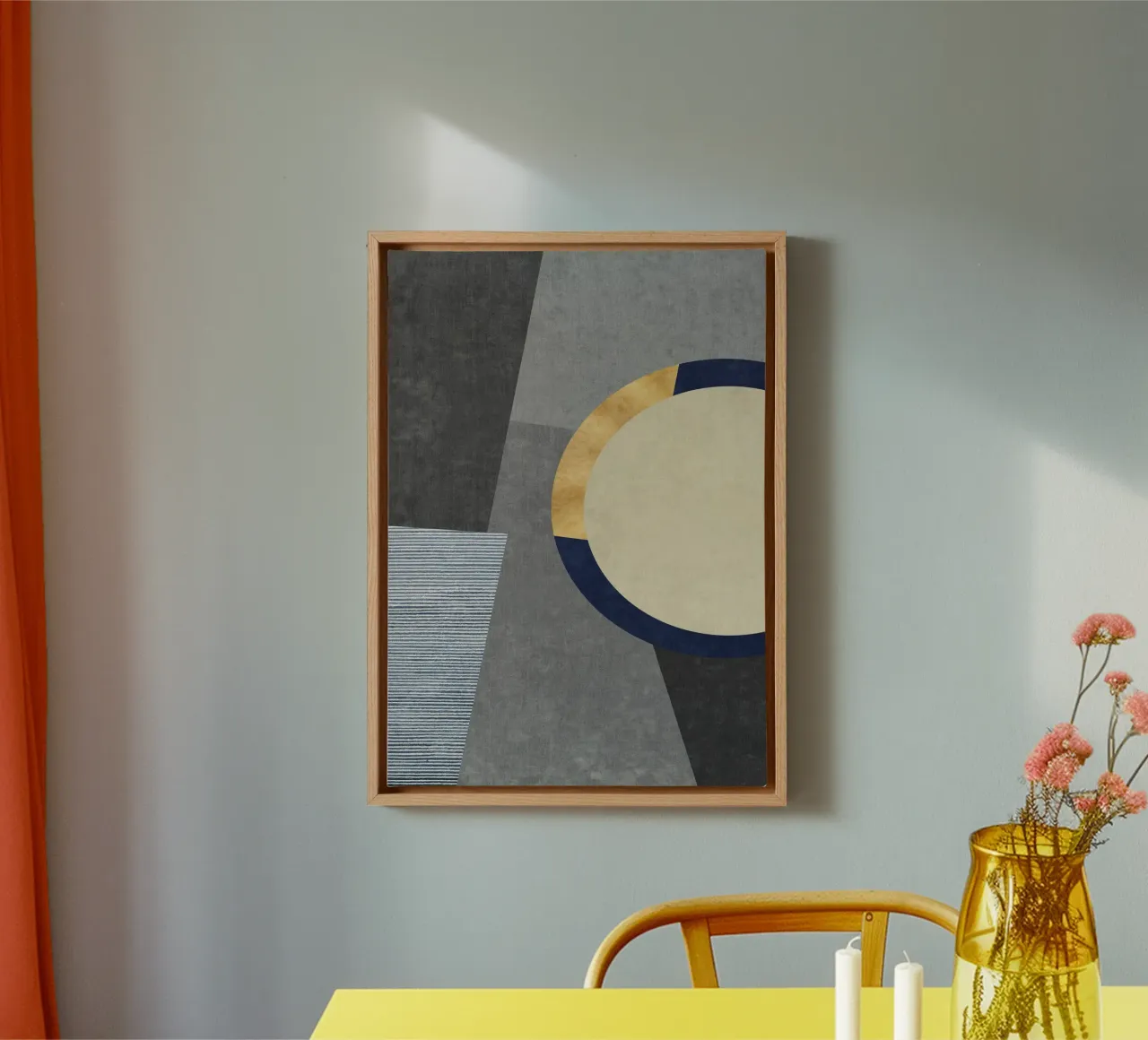 abstract golden half circle tela con Cornice a cassetta da vintageshop
