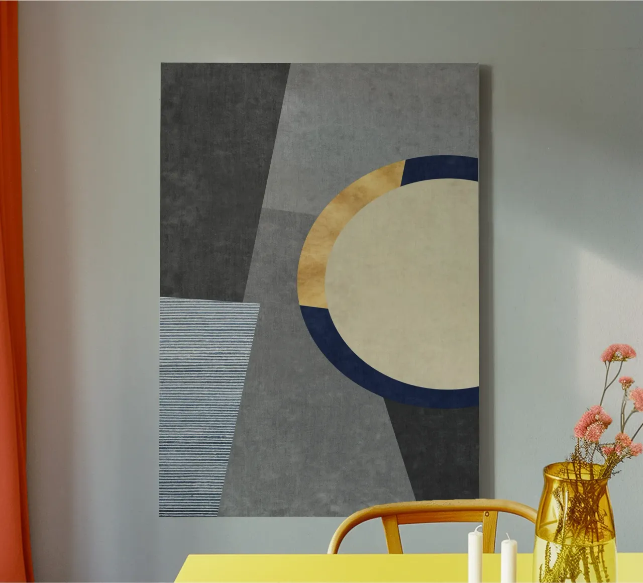 abstract golden half circle tela con Cornice a cassetta da vintageshop