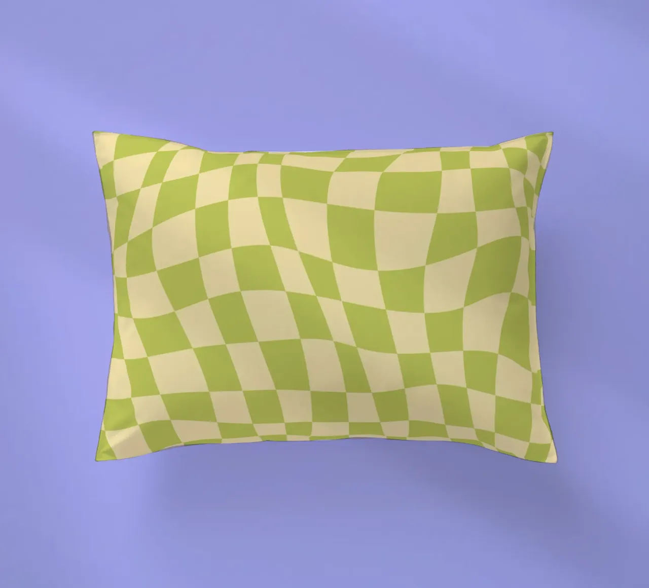 Scacchiera ondulata color chartreuse e beige cuscino da Little Dean