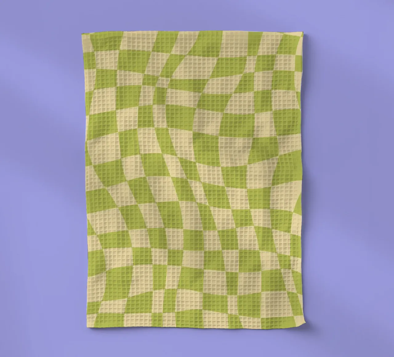 Scacchiera ondulata color chartreuse e beige canovaccio da cucina da Little Dean