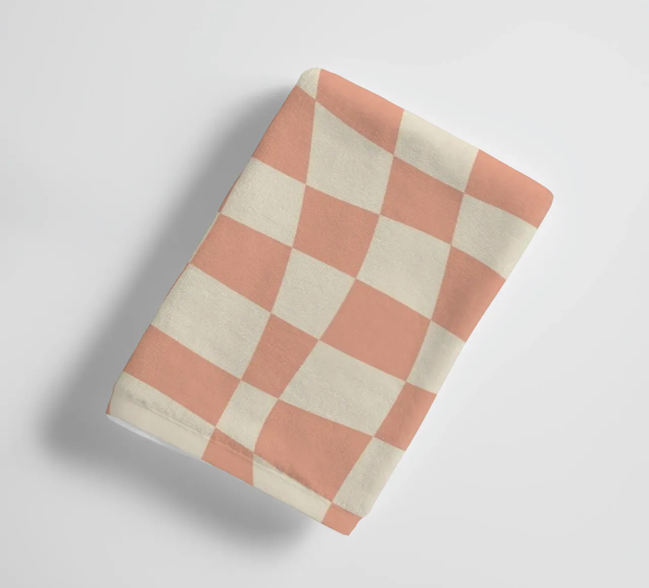 Coral red and beige wavy pattern towel by Little Dean