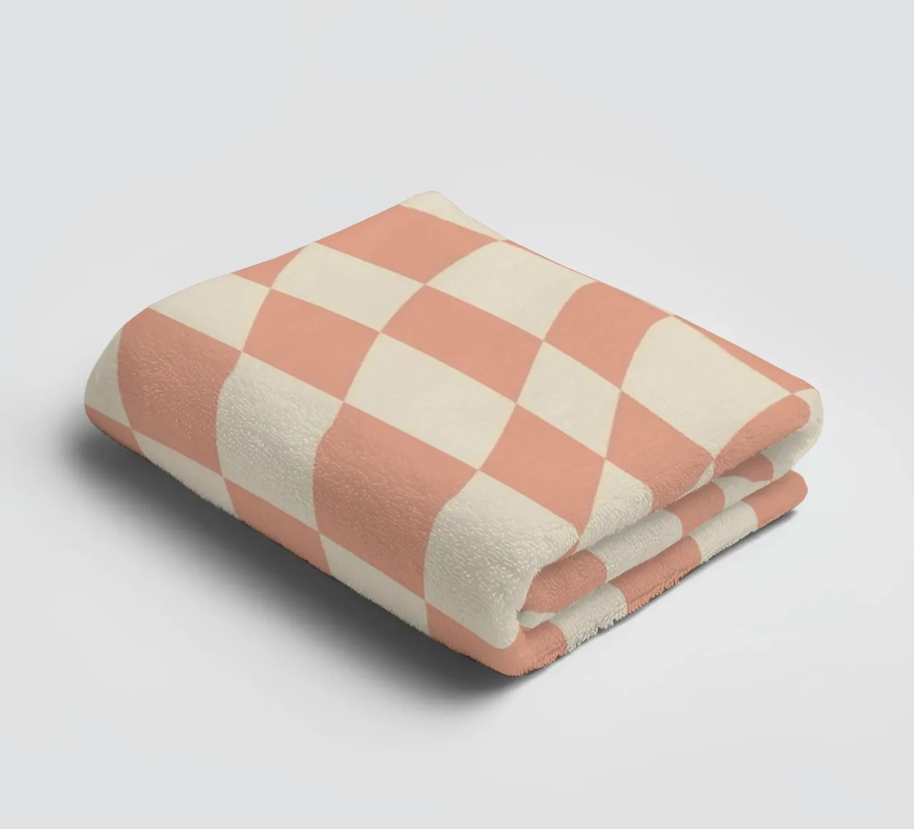 Coral red and beige wavy pattern towel by Little Dean