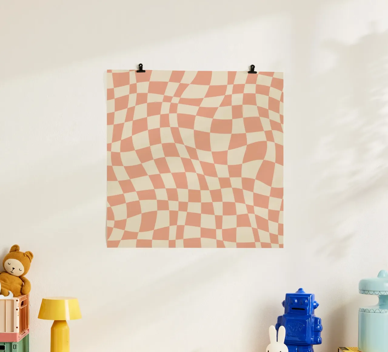 Coral red and beige wavy pattern hahnemühle by Little Dean