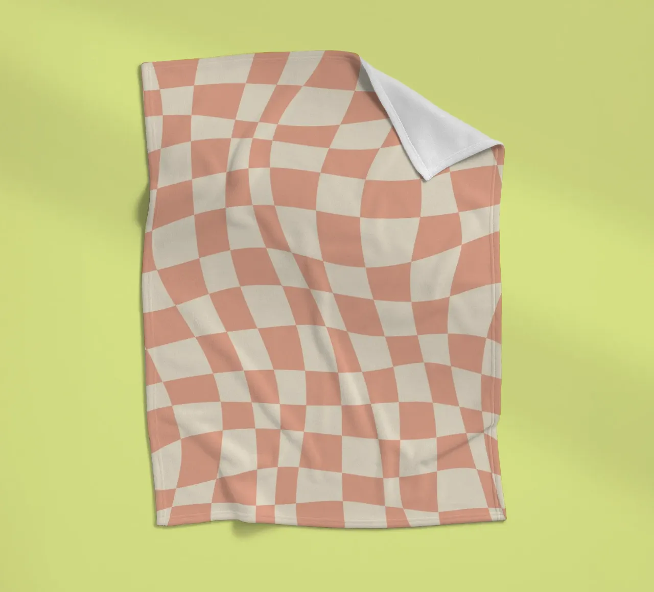 Coral red and beige wavy pattern fleece blanket by Little Dean