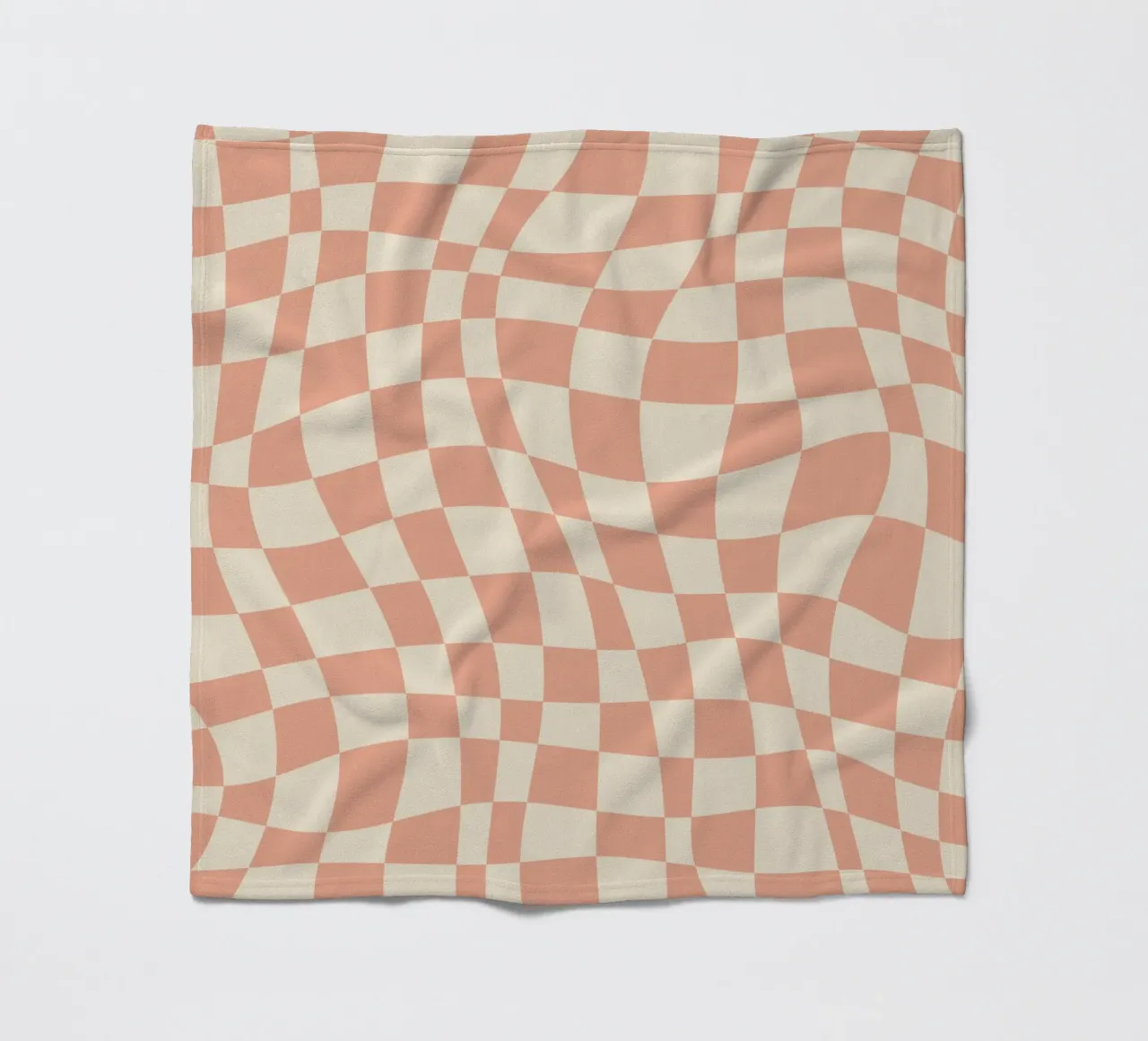 Coral red and beige wavy pattern fleece blanket by Little Dean