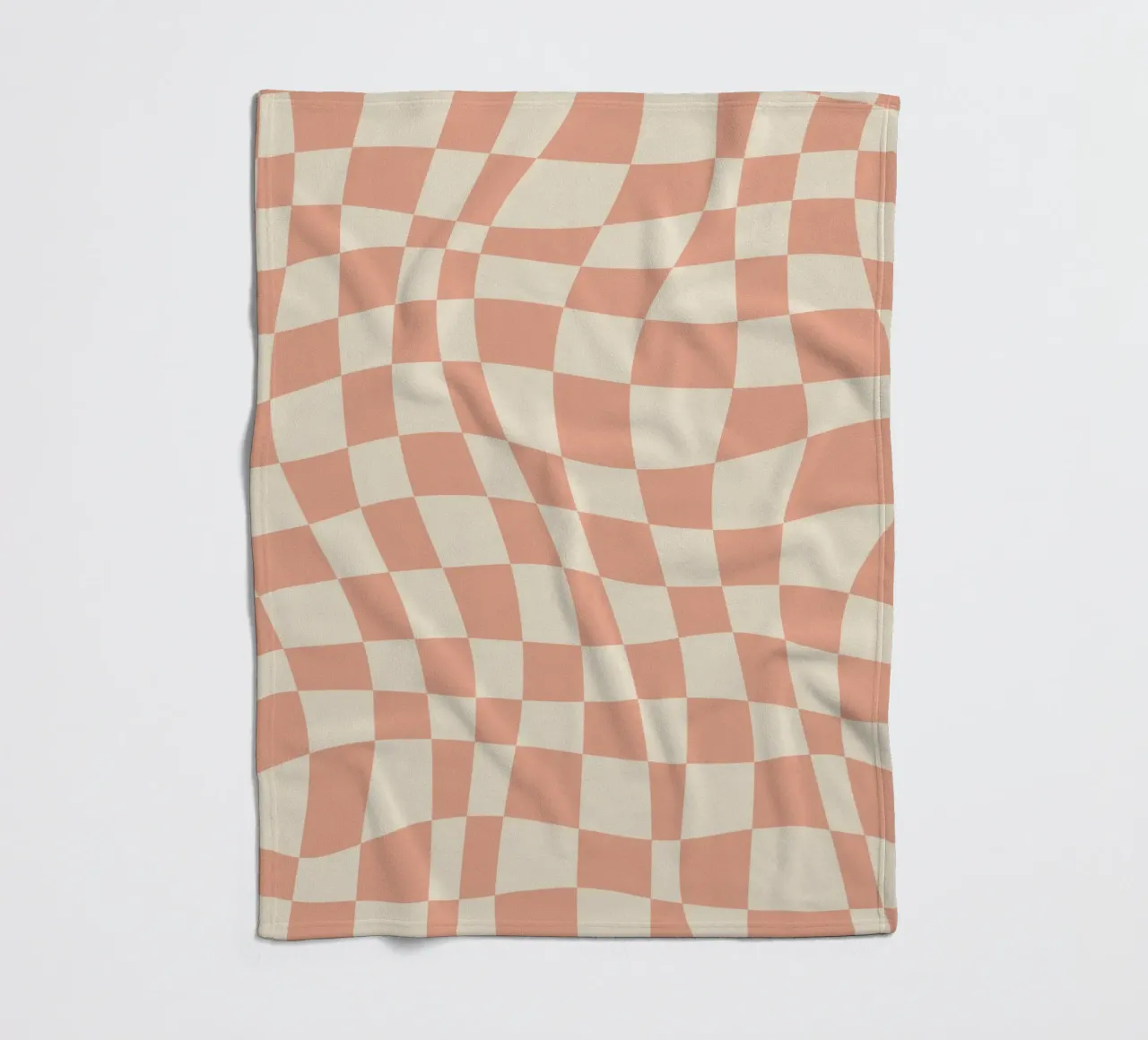 Coral red and beige wavy pattern fleece blanket by Little Dean