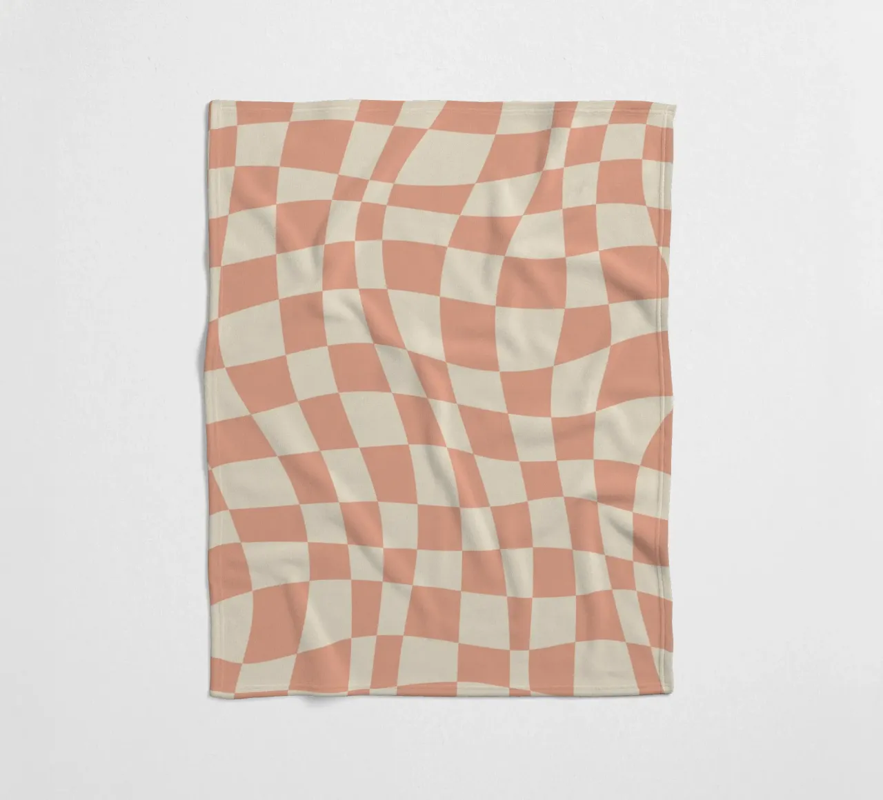Coral red and beige wavy pattern fleece blanket by Little Dean