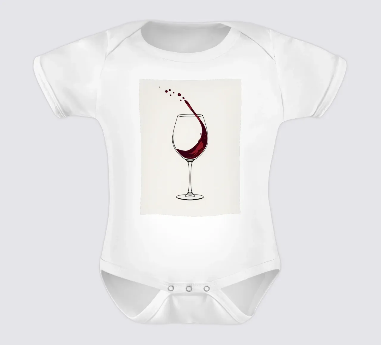 Red wine being poured into a glass with splashes captured short-sleeve baby romper by DesignDoodle
