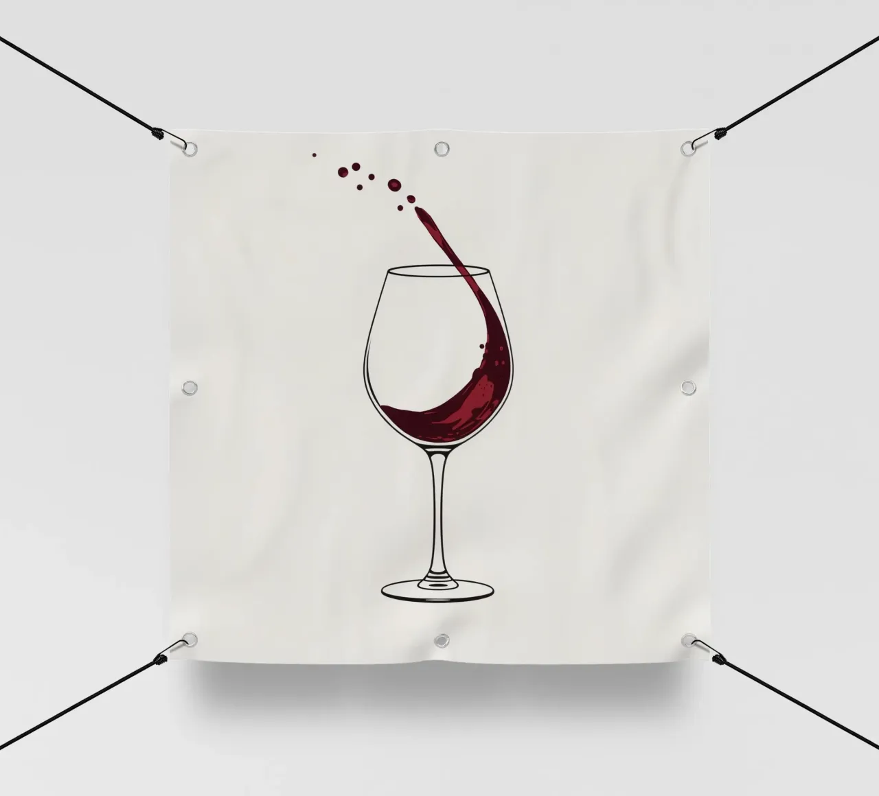 Vin rouge versé dans un verre avec des éclaboussures capturées bâche pvc de DesignDoodle