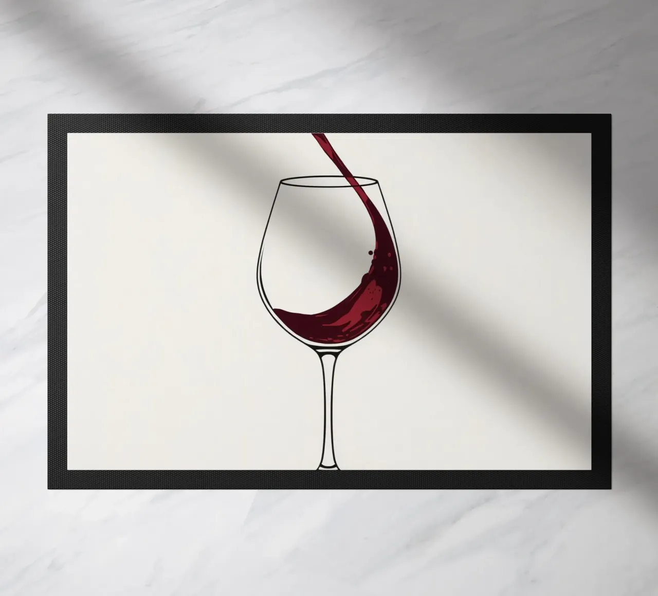 Red wine being poured into a glass with splashes captured doormat by DesignDoodle