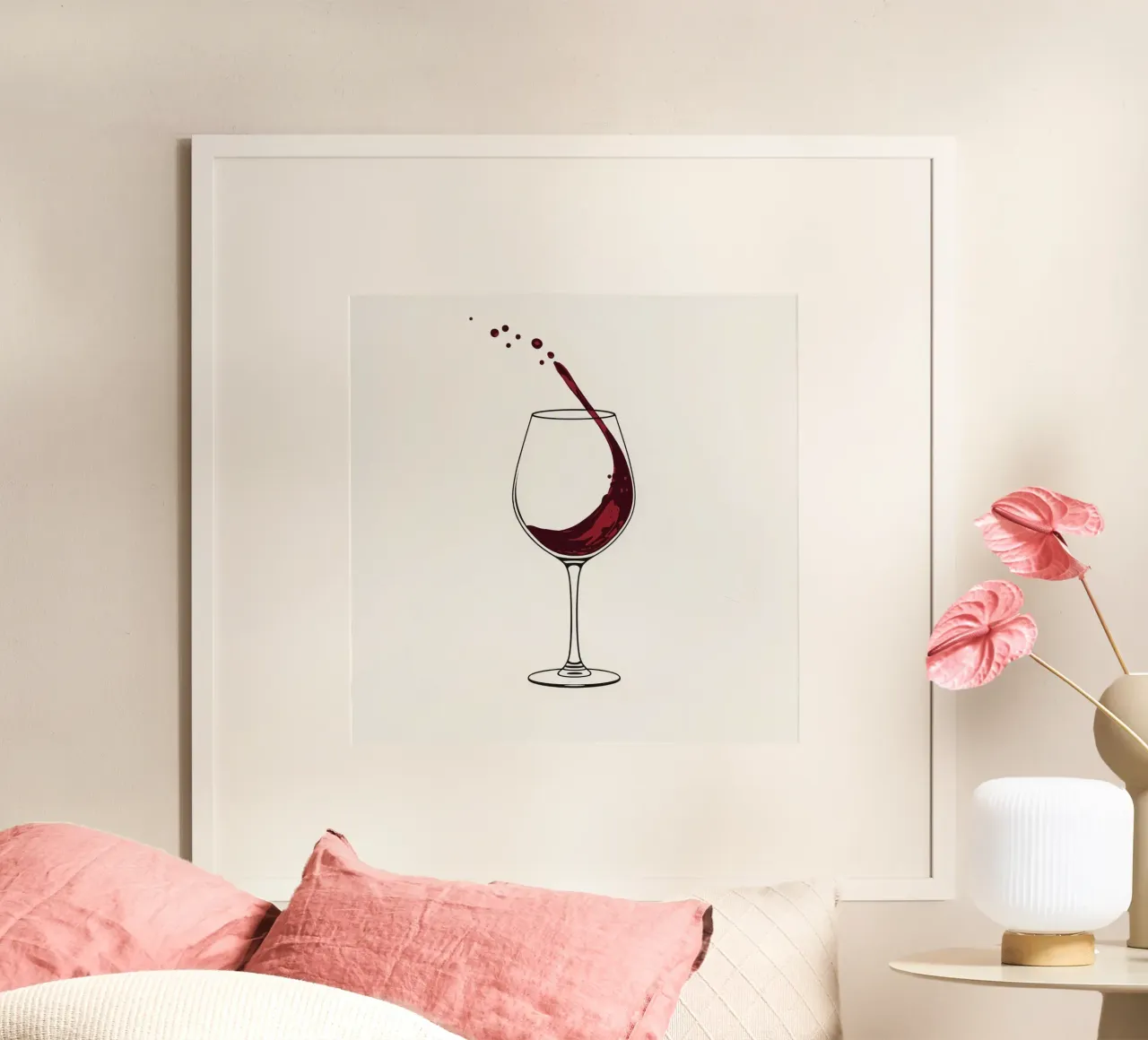 Vin rouge versé dans un verre avec des éclaboussures capturées hahnemühle de DesignDoodle
