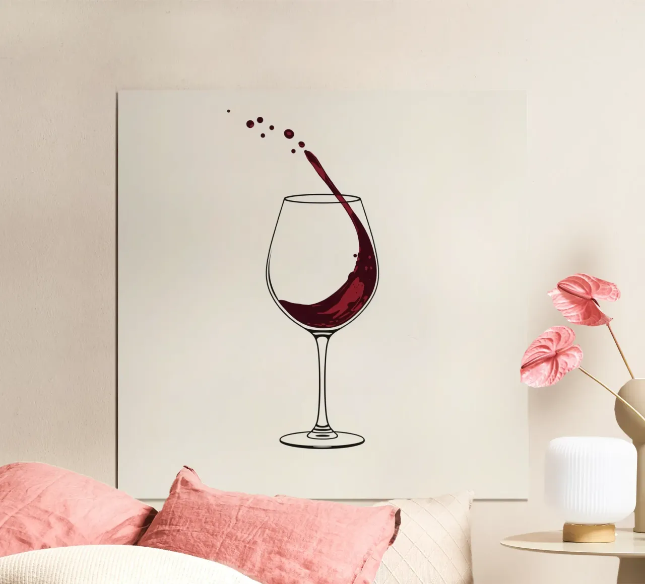 Vin rouge versé dans un verre avec des éclaboussures capturées hahnemühle de DesignDoodle