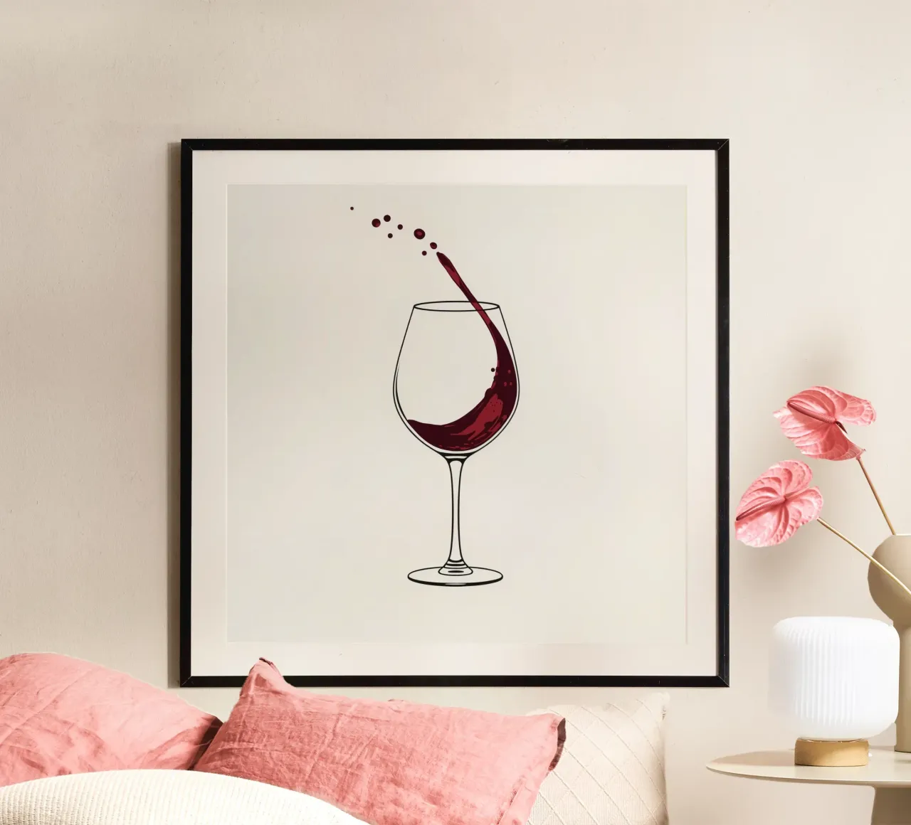 Vin rouge versé dans un verre avec des éclaboussures capturées hahnemühle de DesignDoodle