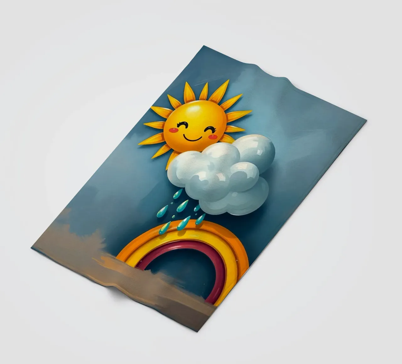 Whimsical sun character peeking out from behind a cloud fleece blanket by DesignDoodle