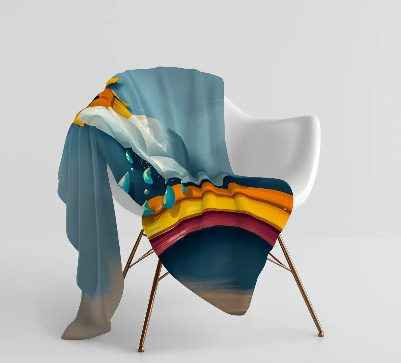 Whimsical sun character peeking out from behind a cloud fleece blanket by DesignDoodle