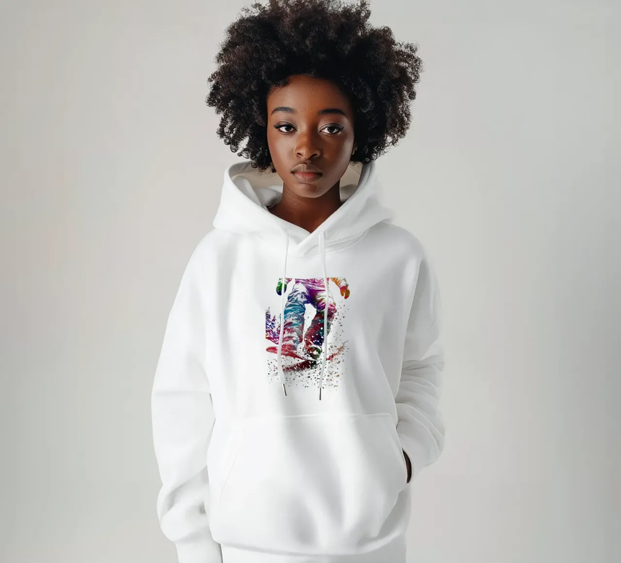 Snowboarder sport art bianco felpa con cappuccio da SPORT
