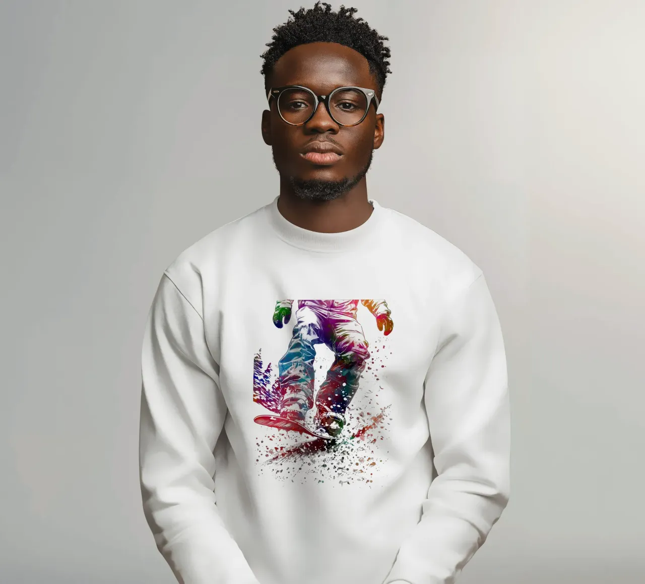 Snowboarder sport art bianco felpa da SPORT