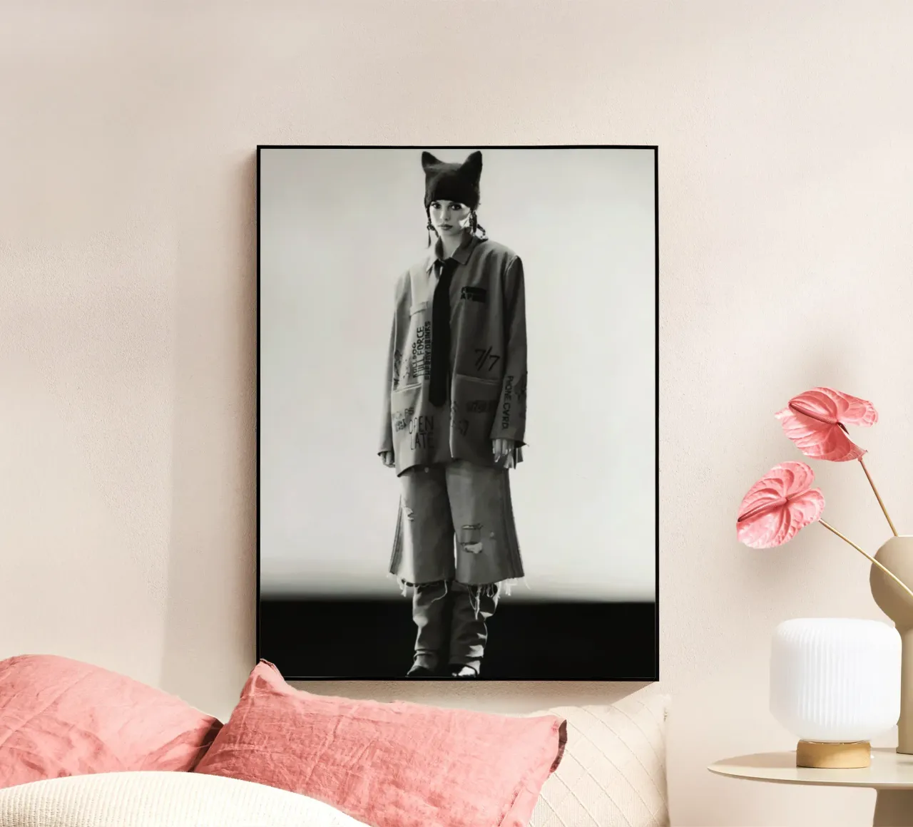 Edgy Fashion Portrait in Grayscale acrylic glass by Vintage explorer
