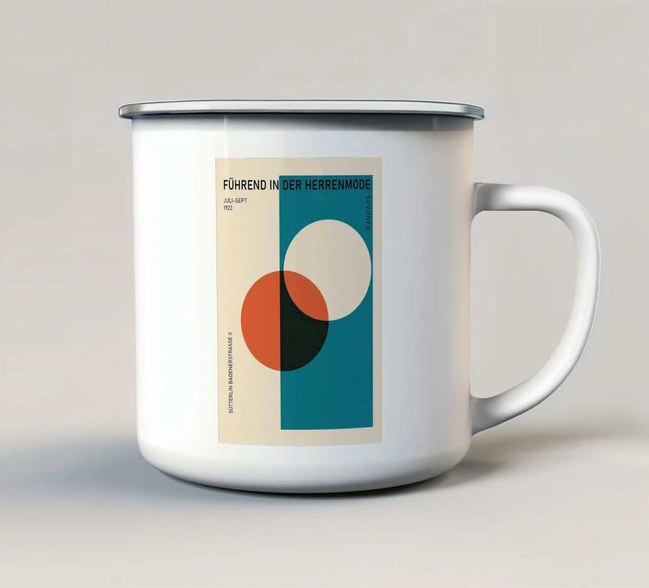 geometric-shapes circles rectangle enamel mug by Bacsic design