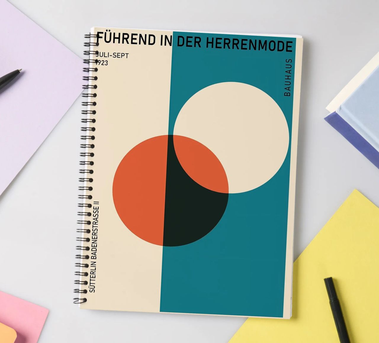geometric-shapes circles rectangle spiral notebook by Bacsic design