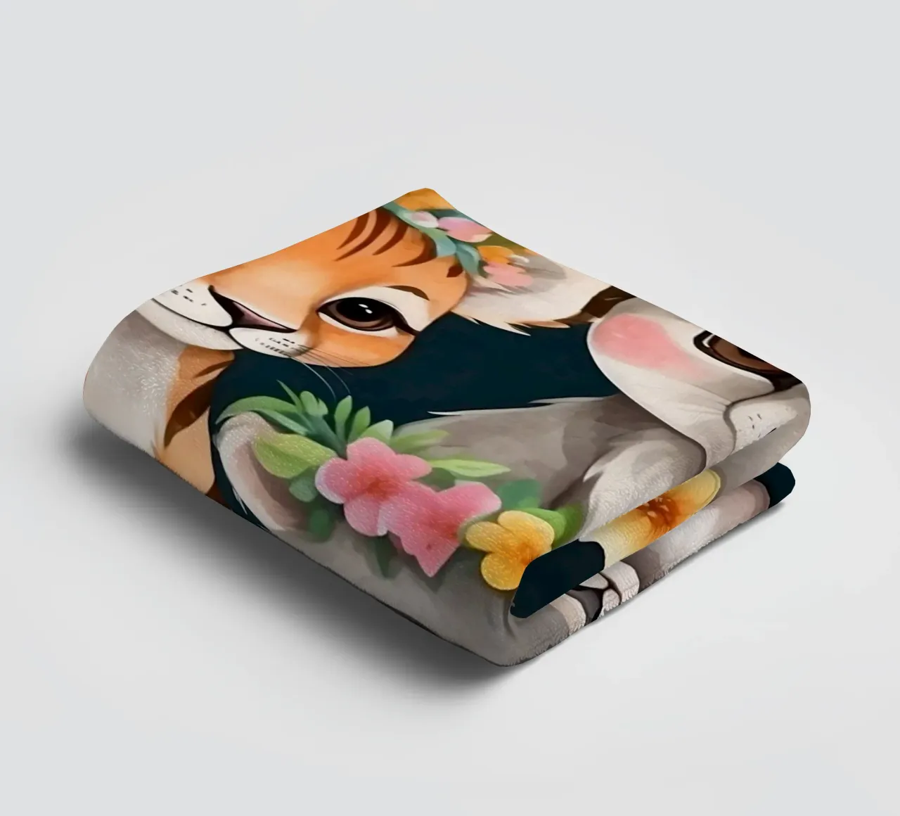Mignon groupe d'animaux de dessins animés portant des couronnes de fleurs serviette de bain de DesignDoodle