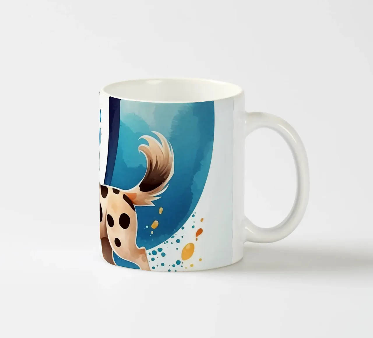 Chien mignon debout à côté d'une grande lettre D avec de l'eau enjouée mug en céramique de DesignDoodle
