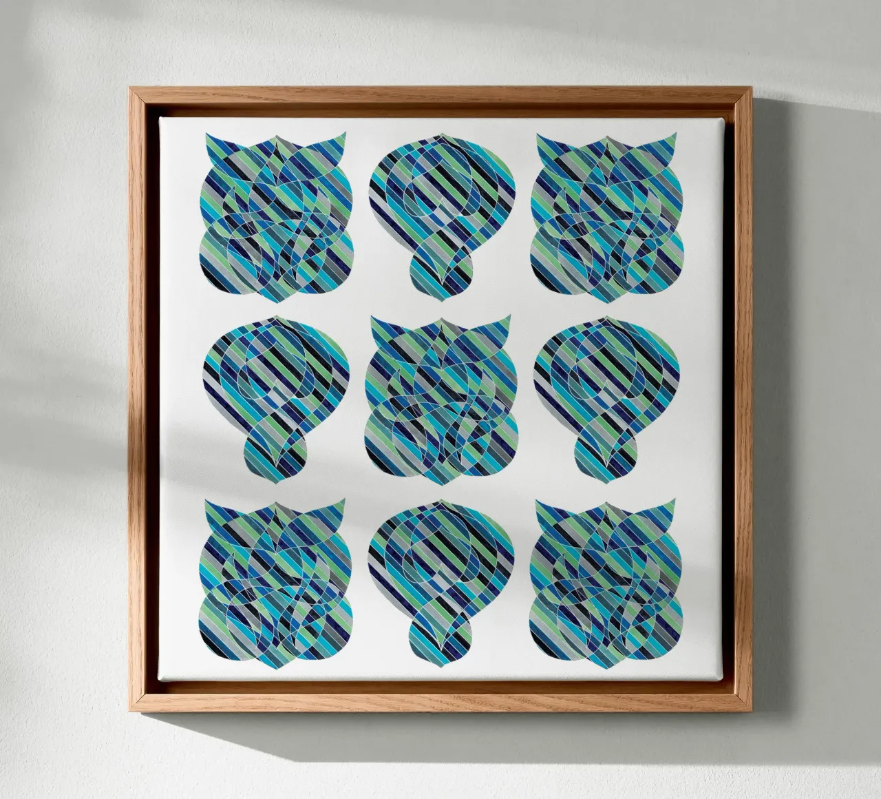 Blauwe bloemen canvas met Baklijst van Pintilina