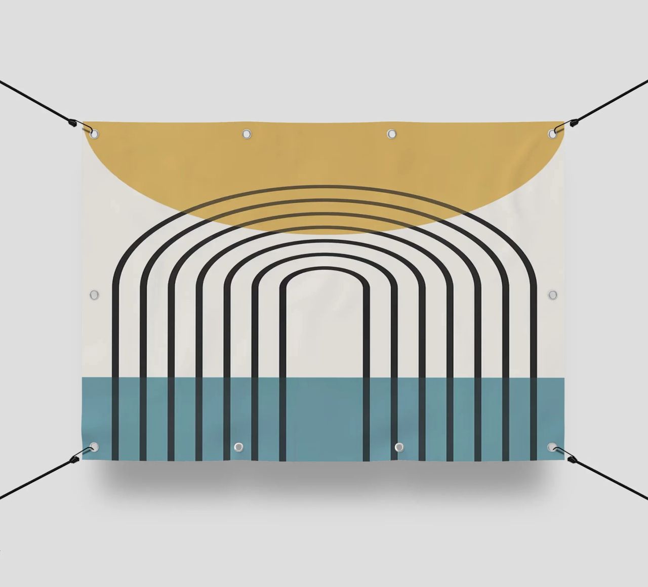 sole arcobaleno linee curve telo in pvc da Matthew W Smith
