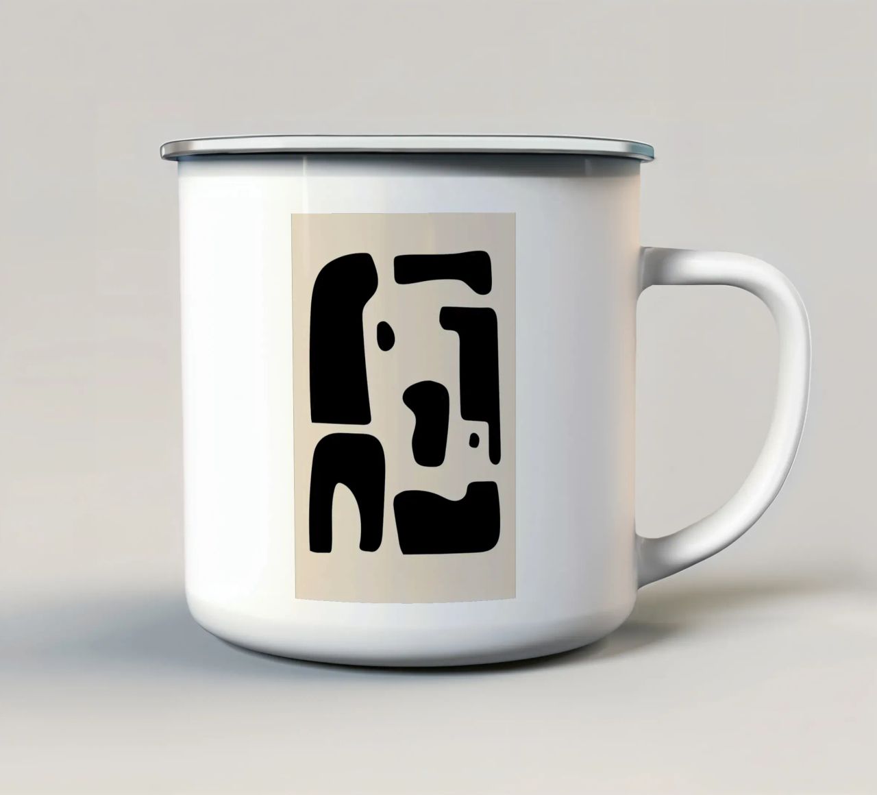 forme astratte nero beige tazza in smalto da Bacsic design