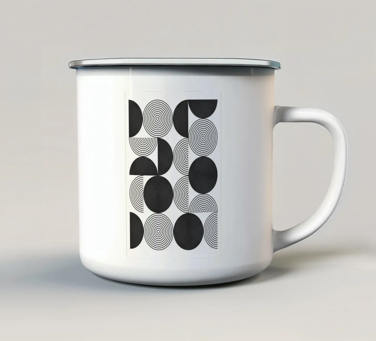 cerchi concentrici monocromatici tazza in smalto da Bacsic design