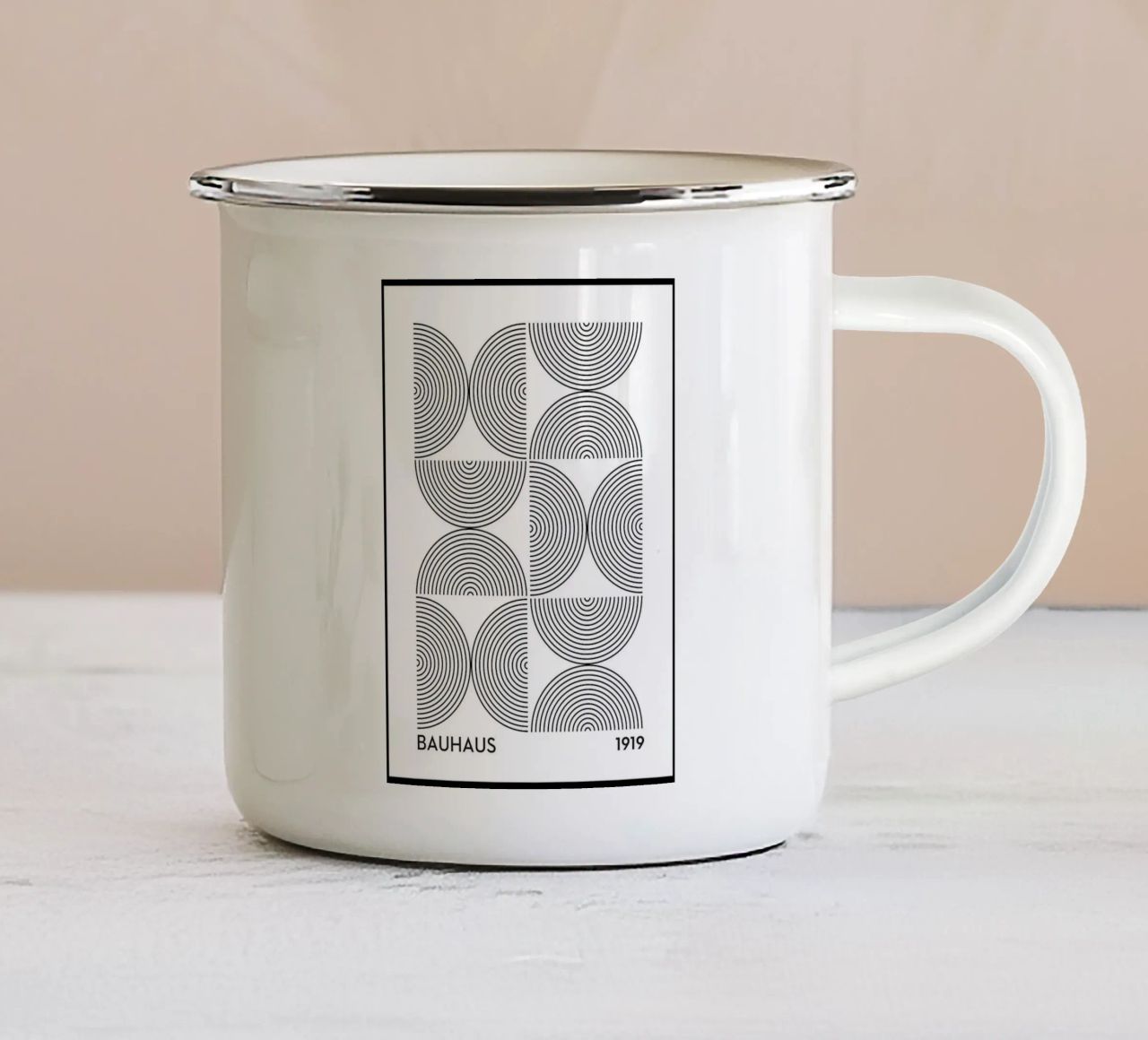 circles concentric patterns geometry enamel mug by Bacsic design