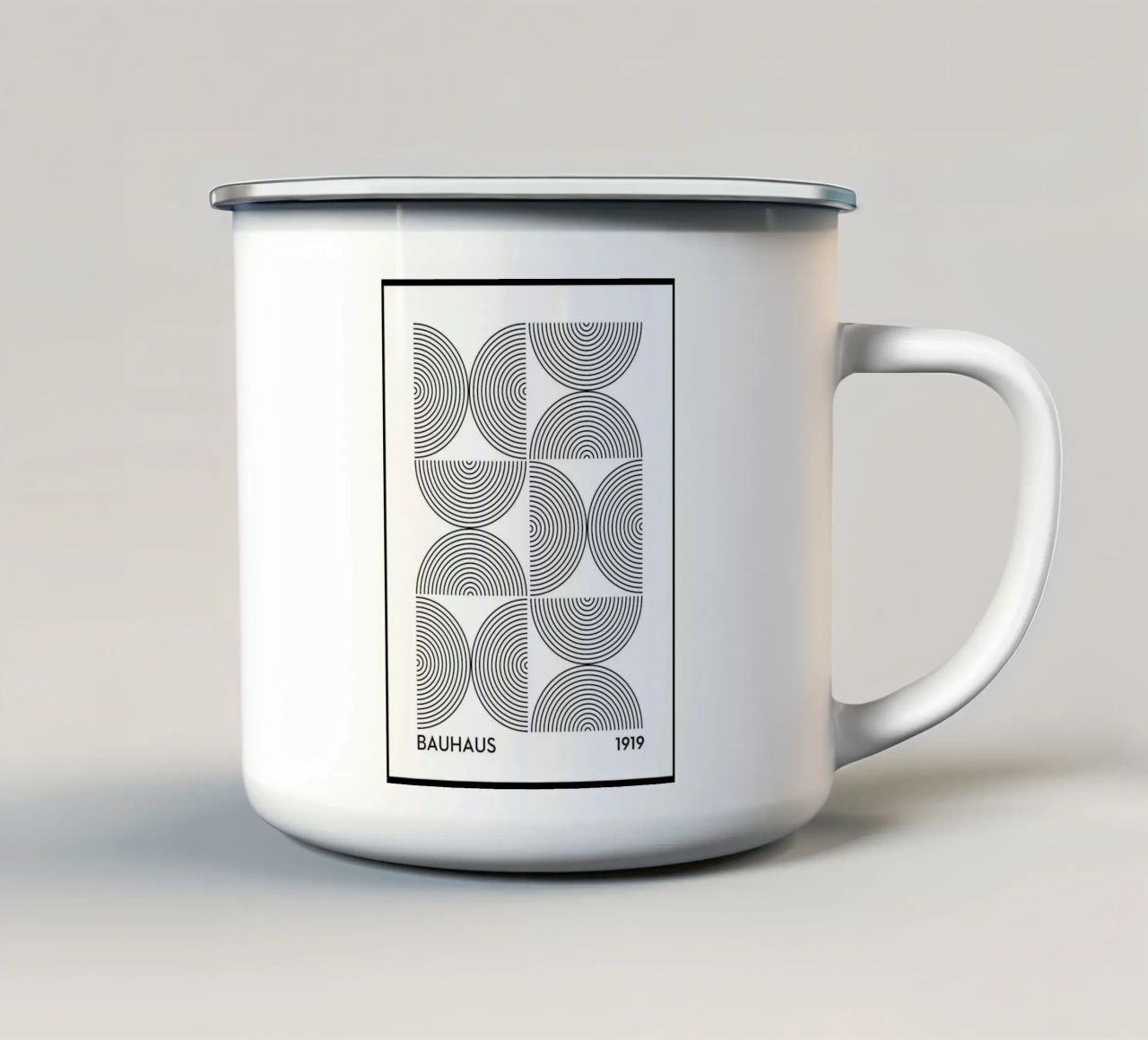circles concentric patterns geometry enamel mug by Bacsic design